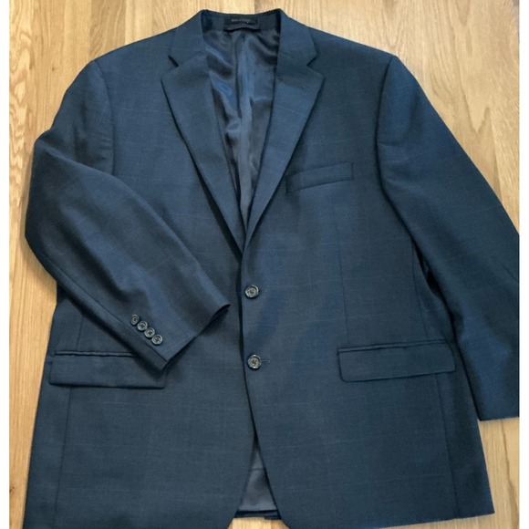 Lauren‎ Ralph Lauren 48R Blue Windowpane Wool Blazer Sport Coat Made Canada